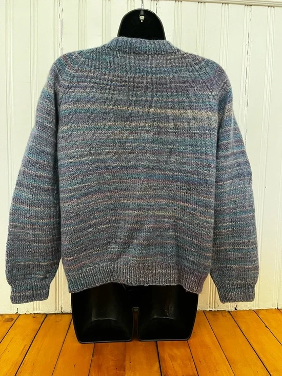 Handmade Heathered Wool Long Sleeve Cardigan, Size Medium - Picture 7 of 11